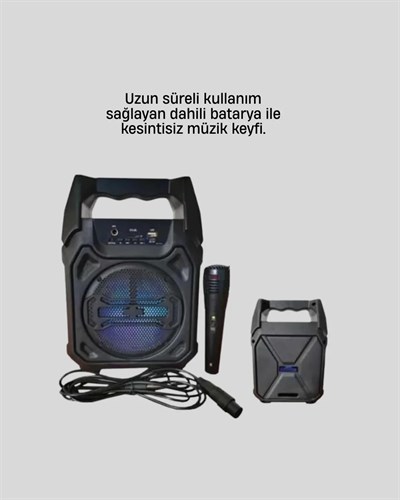 15W Güçlü Ses Çıkışlı Bluetooth Hoparlör FM Radyo ve Mikrofon Destekli