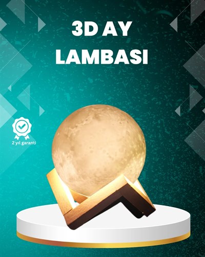 16 Renkli 3D Ay Gece Lambası RGB Modlu Şarjlı