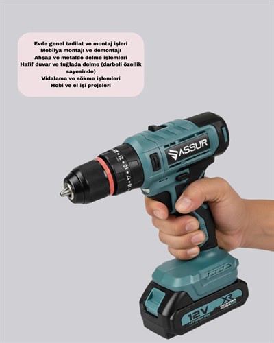 18 Parça Profesyonel Şarjlı Matkap Vidalama