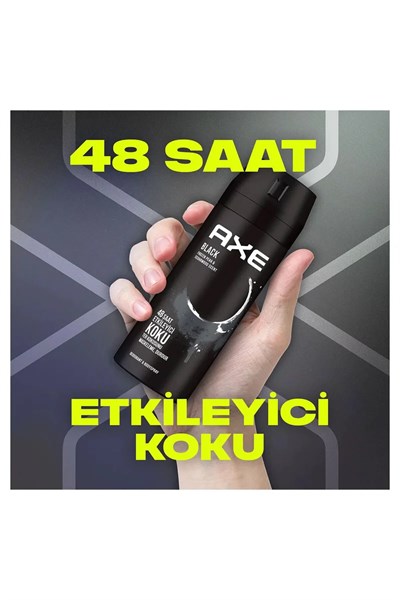 2 Adet Axe Erkek Deodorant & Bodyspray Black 48 Saat Etkileyici Koku Vücut Spreyi 150 ml
