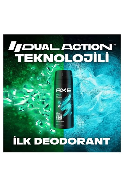 2 Adet Axe Erkek Sprey Deodorant Apollo 48 Saat Etkileyici Koku Vücut Spreyi 150 ml