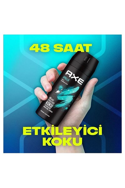2 Adet Axe Erkek Sprey Deodorant Apollo 48 Saat Etkileyici Koku Vücut Spreyi 150 ml