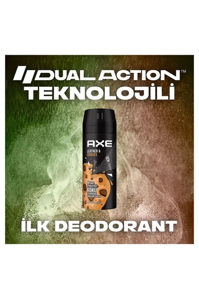 2 Adet Axe Erkek Sprey Deodorant Leather & Cookies 48 Saat Etkileyeci Koku 150 ml