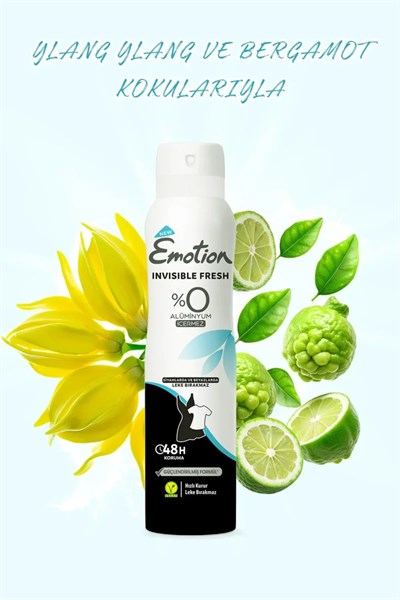 2 Adet Emotion Invisible Fresh Black & White Kadın Deodorant 150ml Vegan, Leke Bırakmaz