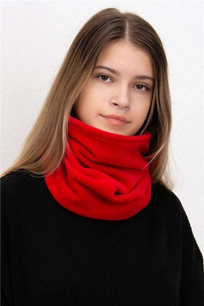 2 Adet Polar İpli Bere ve Boyunluk Kırmızı Lacivert