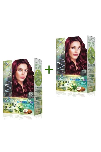 2 Paket Natural Beauty Amonyaksız Saç Boyası 3.66 Patlıcan Moru