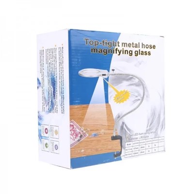 2.5X130 MM 5X24 MM LED Aydınlatmalı Büyüteç,Masa üstü Metal Hortum Mandallı