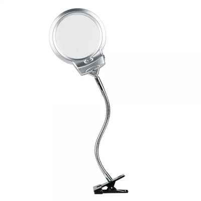 2.5X130 MM 5X24 MM LED Aydınlatmalı Büyüteç,Masa üstü Metal Hortum Mandallı