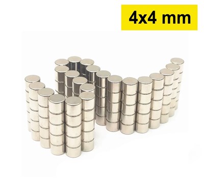 20 Adet 4x4 mm Yuvarlak Neodyum Mıknatıs N35 Güçlü Magnet Nikel Kaplama