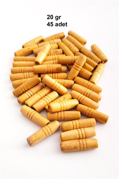 20 Gr (45 Adet) Ahşap Boncuk 25 mm boy x 10 mm en Doğal Ahşap Makrome El İşi Çanta