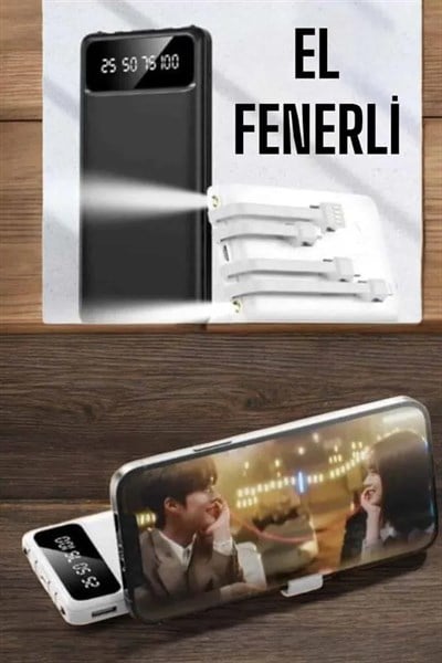 20.000 Mah Led Işıklı LCD Ekran USB Girişli Type-C Lightning Powerbank