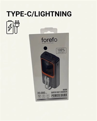 20000 mAh Taşınabilir Powerbank | Çok Kablolu, Hızlı Şarj Destekli (22.5W)