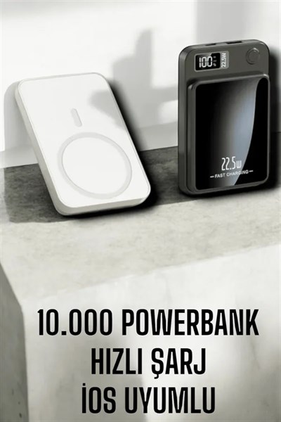 22.5W Magsafe Kablosuz Şarjlı Powerbank Dijital Ekran ve Hızlı Şarj