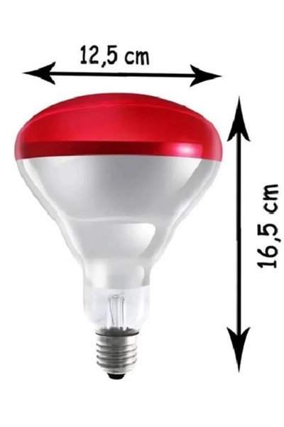 250W Kızılötesi (infrared) Isıtıcılı Hayvan Isıtma ve Kuluçka Lambası (Kırmızı Işık) E27