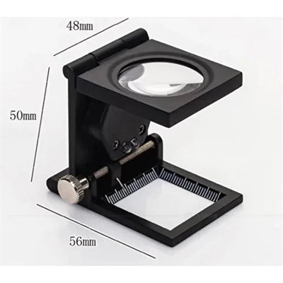 28x28 Mm Katlanır Sayaçlı Metal Lüp, 2 LED Işıklı Büyüteç Tekstil Th9005A