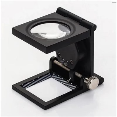 28x28 Mm Katlanır Sayaçlı Metal Lüp, 2 LED Işıklı Büyüteç Tekstil Th9005A