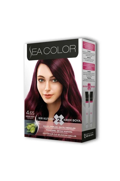 2X2 Tüp Krem Saç Boyası Seti Şarap Kızılı No:4.65