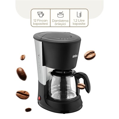 2in1 Filtre Kahve ve Çay Makinesi 1.2L Cam Hazneli