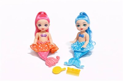 2li Deniz Kızı Bebek Seti - Hareketli Eklemler ve Aksesuarlı - Pembe & Mavi