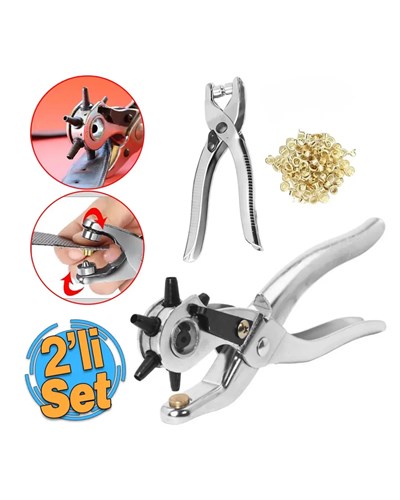 2li Kemer Delme Aparatı Deri Delik Açma Pensesi Çok Amaçlı Kullanım