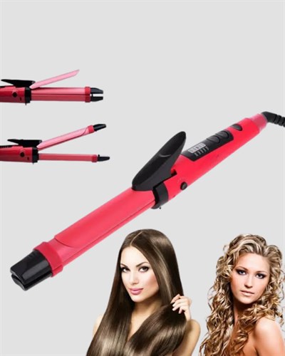 2’si 1 Arada Saç Düzleştirici ve Maşa – 5 Isı Seviyesi, Seramik Kaplama, Döner Kablolu Ergonomik Tasarım