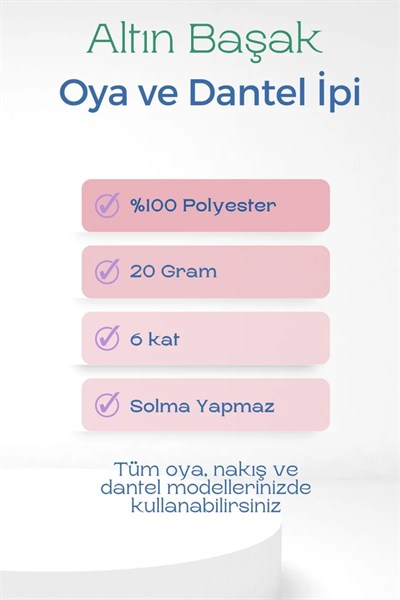 3 Adet Altınbaşak Oya ve Dantel İpi 20 gr - Royaleks - No: 701