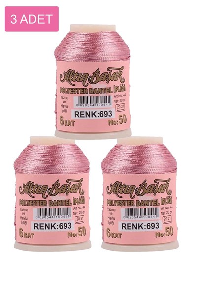 3 Adet Altınbaşak Oya ve Dantel İpi 20 gr - Royaleks - No: 693