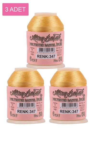 3 Adet Altınbaşak Oya ve Dantel İpi 20 gr - Royaleks - No: 347