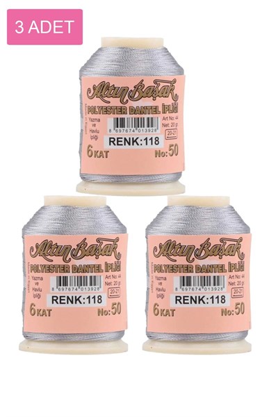 3 Adet Altınbaşak Oya ve Dantel İpi 20 gr - Royaleks - No: 118