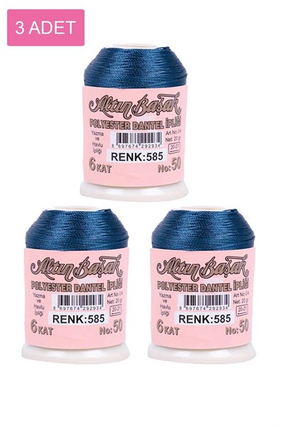 3 Adet Altınbaşak Oya ve Dantel İpi 20 gr - Royaleks - No: 585