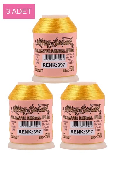 3 Adet Altınbaşak Oya ve Dantel İpi 20 gr - Royaleks - No: 397