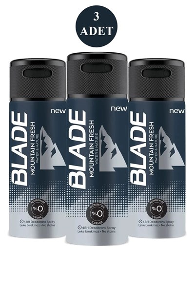 3 Adet Mountain Fresh Erkek Deodorant 150ml Leke Bırakmaz