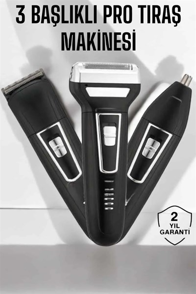 3 Başlıklı Profesyonel Tıraş Makinesi
