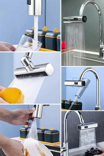 3 Farklı Modlu Çok Amaçlı Musluk Adaptörü Evrensel Musluk Başlığı Şelale Musluk