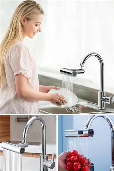 3 Farklı Modlu Çok Amaçlı Musluk Adaptörü Evrensel Musluk Başlığı Şelale Musluk