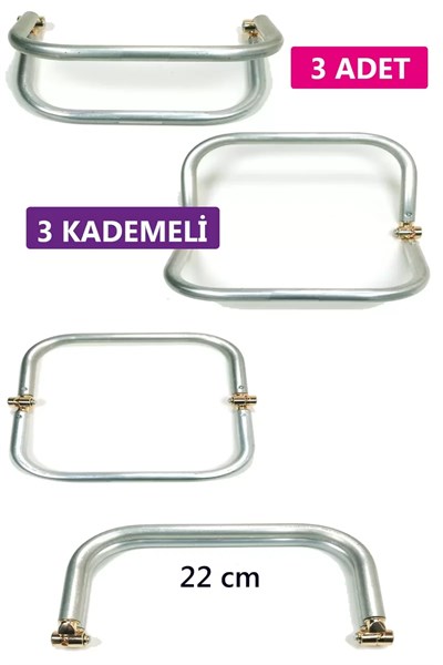 3 Kademeli Gizli Metal Mango Çanta Bursu – 3 Adet - 22 cm - Metal Çanta Aparatı