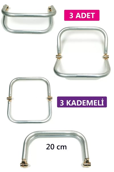 3 Kademeli Gizli Metal Mango Çanta Bursu – 3 Adet - 20 cm - Metal Çanta Aparatı