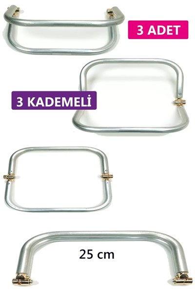 3 Kademeli Gizli Metal Mango Çanta Bursu – 3 Adet - 25 cm - Metal Çanta Aparatı