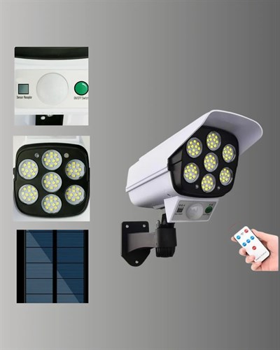 3 Modlu Güneş Paneli Aydınlatmalı Dış Mekan Güvenlik Işığı – IP65 Su Geçirmez, PIR Sensörlü