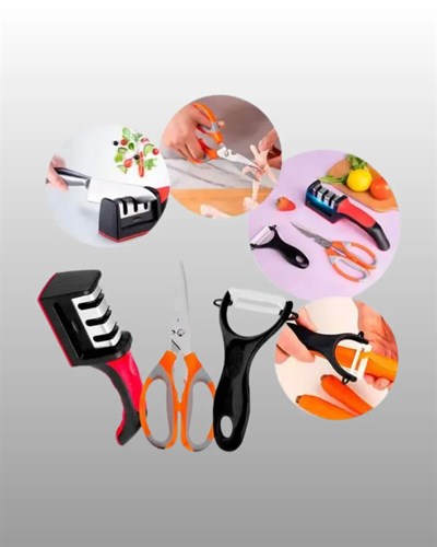 3 Parçalı Çok Fonksiyonlu Mutfak Makas Seti – Paslanmaz Çelik, Ergonomik Tasarım