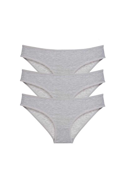 3 adet Süper Eko Set Likralı Kadın Slip Külot Gri mudanis