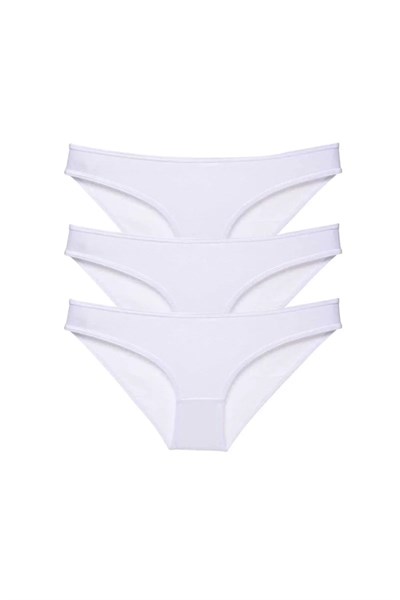 3 adet Süper Eko Set Likralı Kadın Slip Külot Beyaz