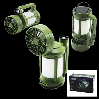 3-in-1 Solar USB Kamp Vantilatör ve Çift Fener