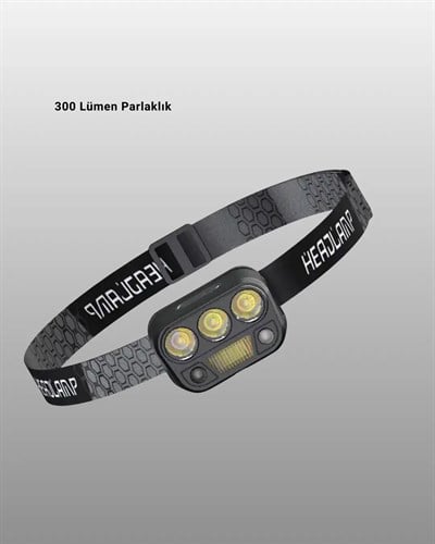 300 Lümen Sensörlü LED Kafa Lambası USB Şarjlı SOS Modlu