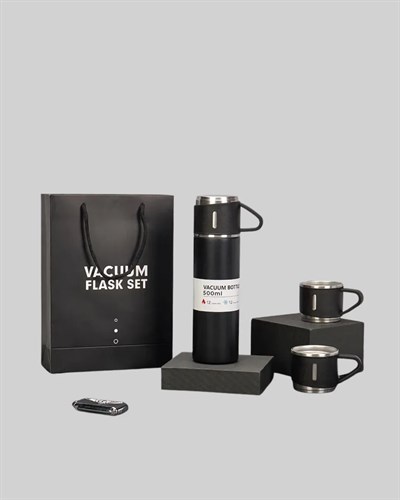 304 Çelik Termos Seti | 2 Bardaklı, 500 ml, Uzun Süre Isı Koruma