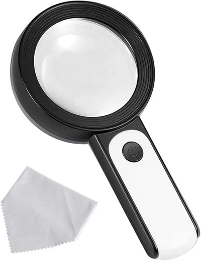 30X -12Işıklı Büyüteç Taşınabilir Çıft Katmanlı Optik Cam Okuma Büyüteç 2290