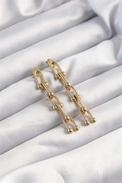 316L Çelik Altın Renk Sallantılı Model Küpe