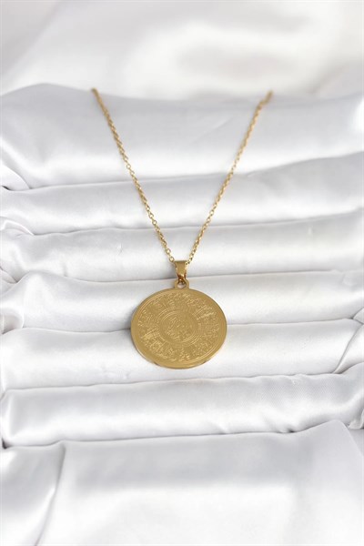 316L Çelik Gold Renk Ayetel Kürsi Yazılı Kolye