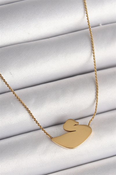 316L Çelik Gold Renk Zincir Kuğu Model Kadın Kolye
