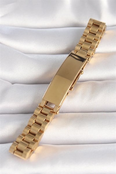 316L Çelik Gold Renk Zincir Künye Model Erkek Bileklik